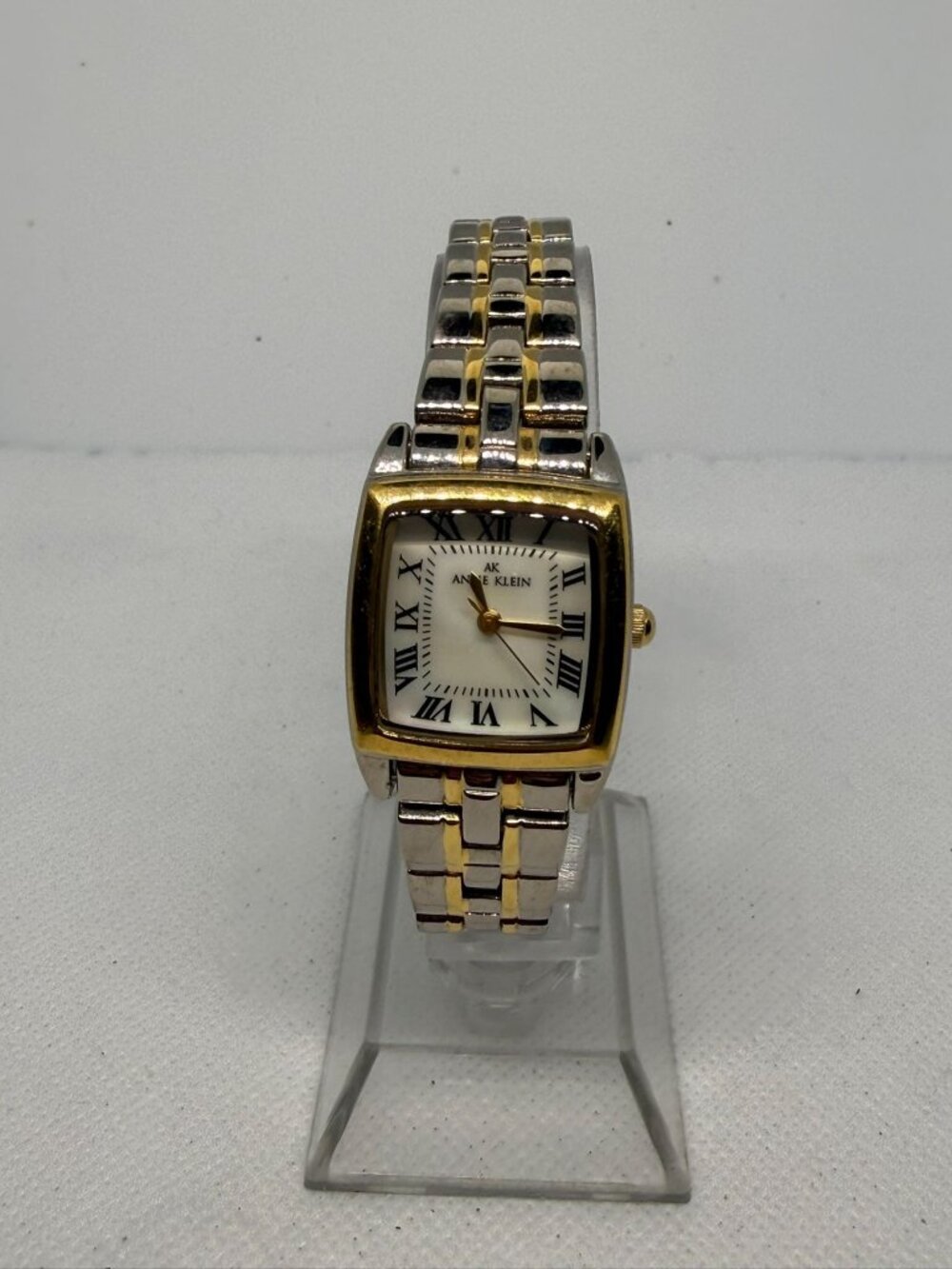 Anne Klein 10/8743 Women's Two-Tone Rectangular White Dial Roman Numeral Watch